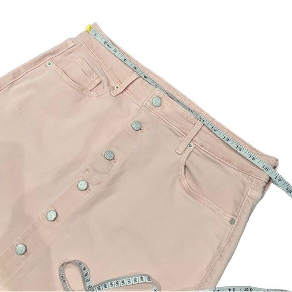 Old Navy jean mini skirt button up raw hem pink blush size 12 - Picture 12 of 12